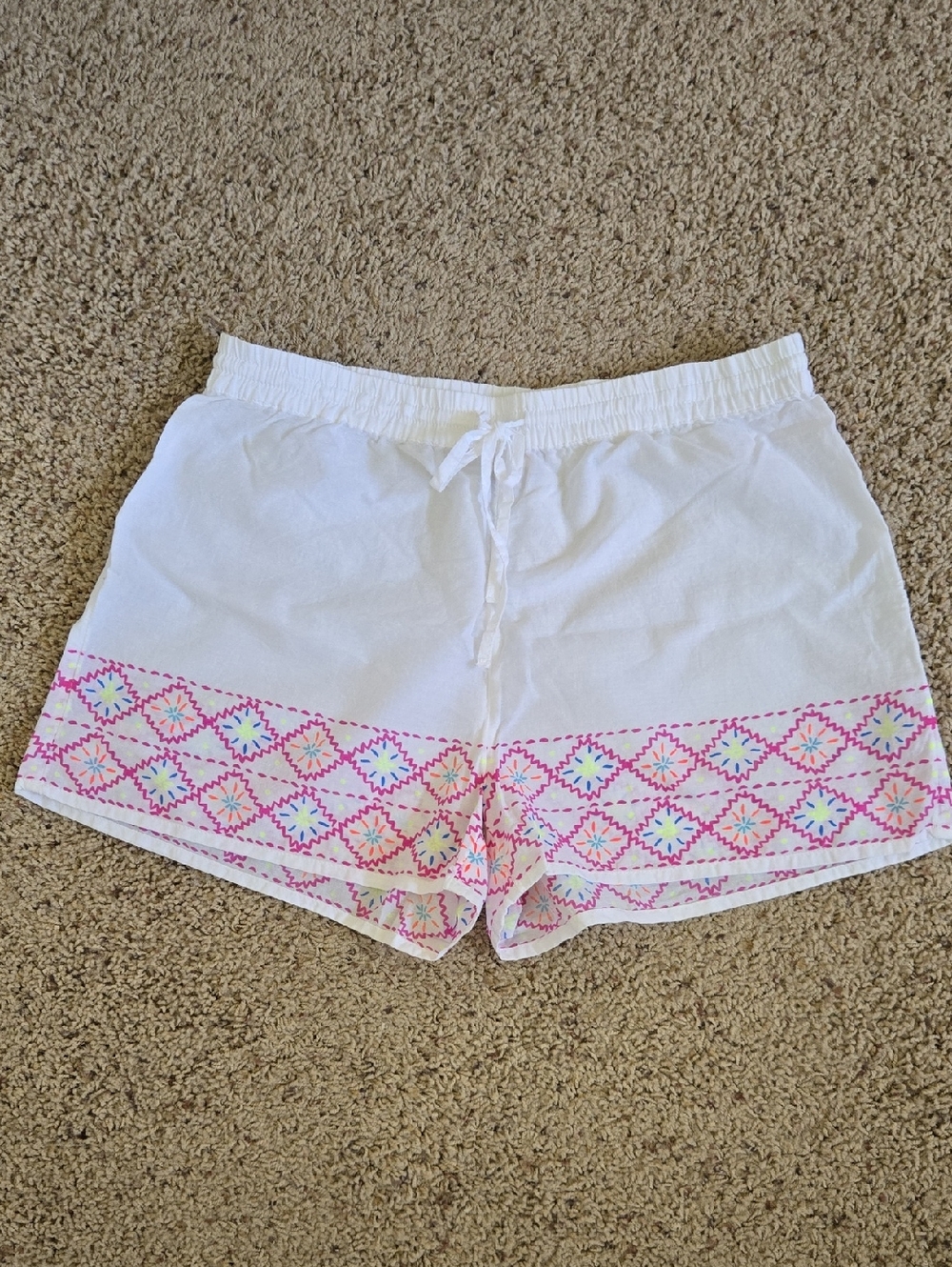 Gap Love Sheer White Sleep Shorts with Pink Embroidered Trim